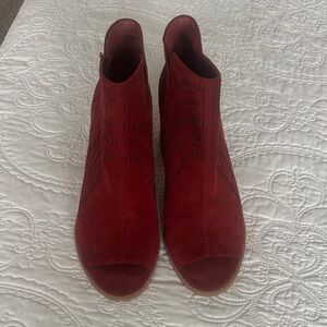Vince Camuto Red Suede Peep-Toe Ankle Boots NWOT